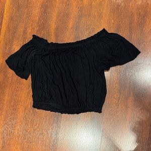 Emma & Sam Black Off-the-Shoulder Crop Top